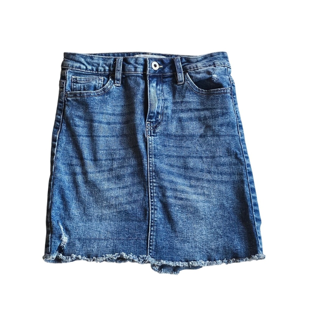 Eightytwo Denim Womens‎ Blue Distressed Raw Hem Sustainable Mini Skirt Size XS